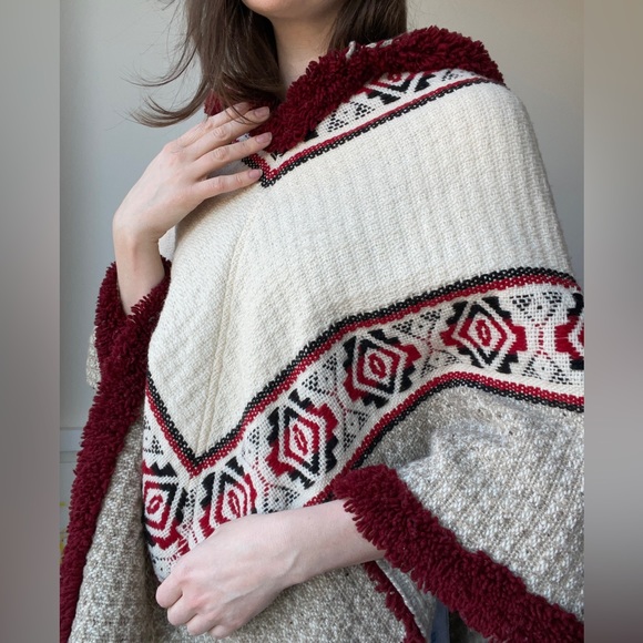 Vintage Milmarte wool woven hooded poncho / approx Xs/S - Picture 5 of 10